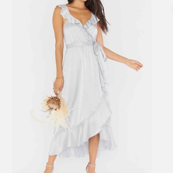 Show Me Your Mumu Samantha Ruffle Bridesmaid Wedding Wrap Dress • size Small NWT - Picture 1 of 5